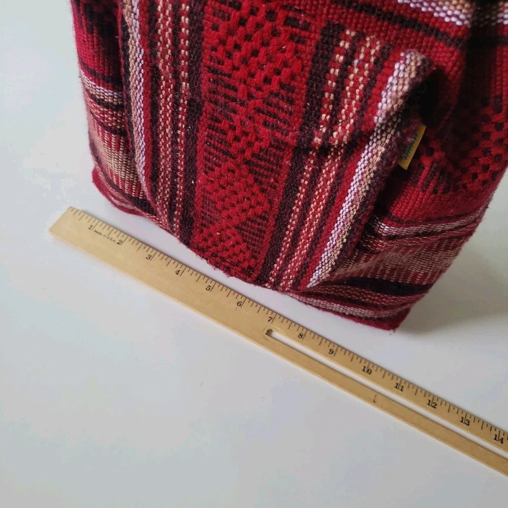Pinzon Hippie Gear Backpack Burgundy Stripe Woven Textile Mexican Bag Bohemian
